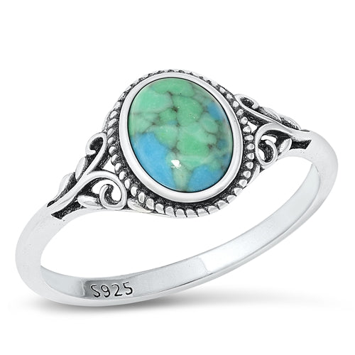 .925 Sterling Silver Genuine Turquoise Ring