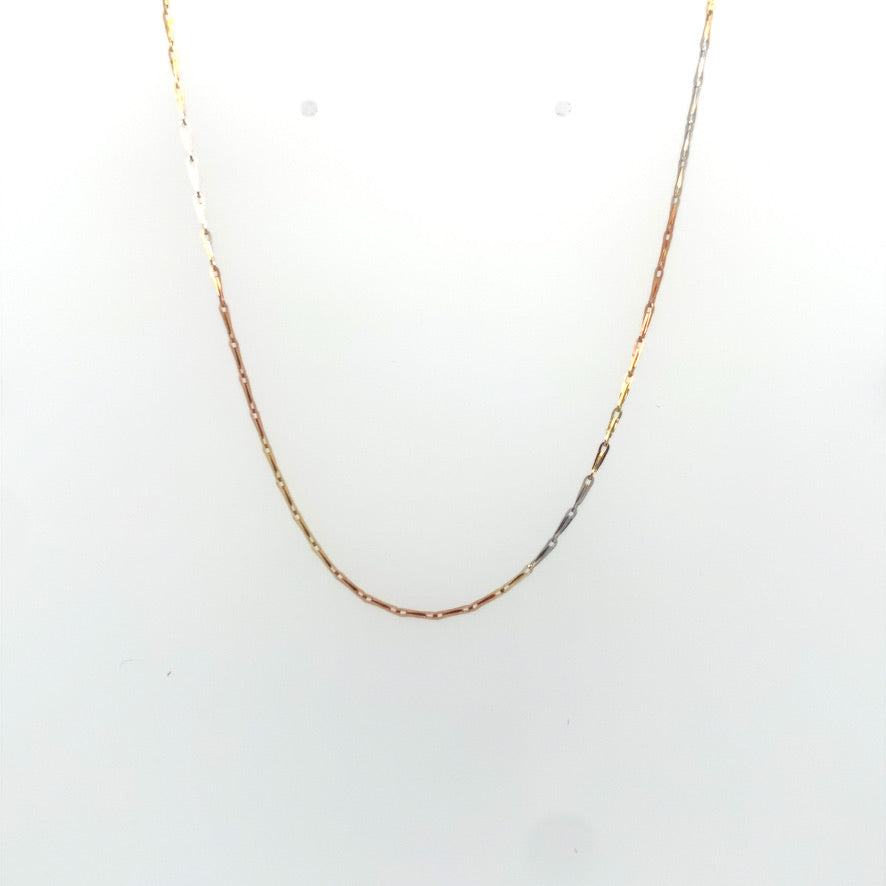 14k Tri Gold Leave Chain
