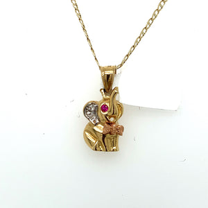 14K Gold Elephant Pendant