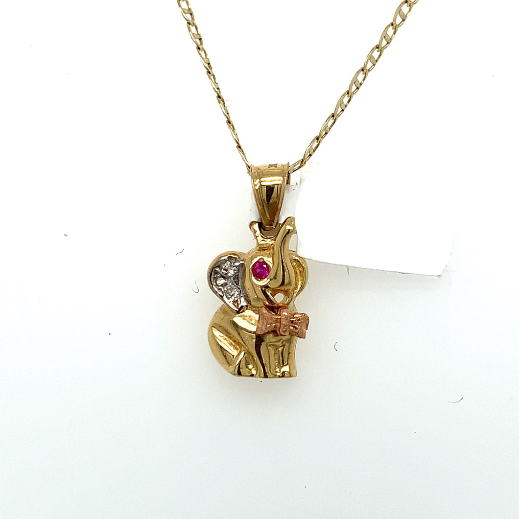 14K Gold Elephant Pendant