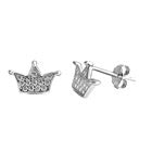 Sterling Silver Crown CZ Earring