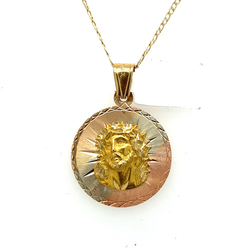 14K Gold Face of Jesus Pendant
