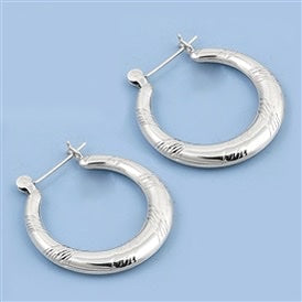 Silver Hollow Hoop Earrings