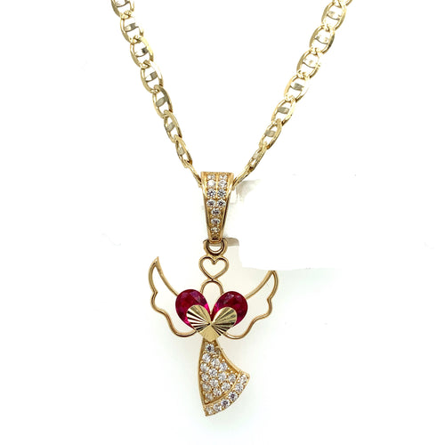 14K Gold Angel Cz Pendant