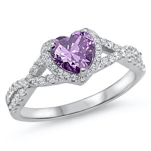 Sterling Silver Heart Cz Ring