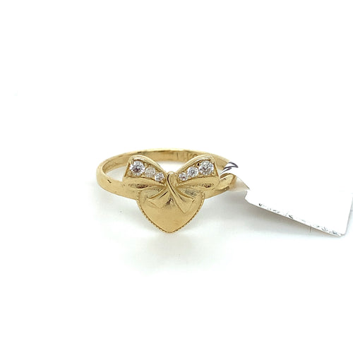14K Gold Heart Knot Cz Ring