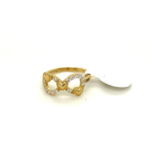 14K Gold Infinity and Hearts Cz Ring