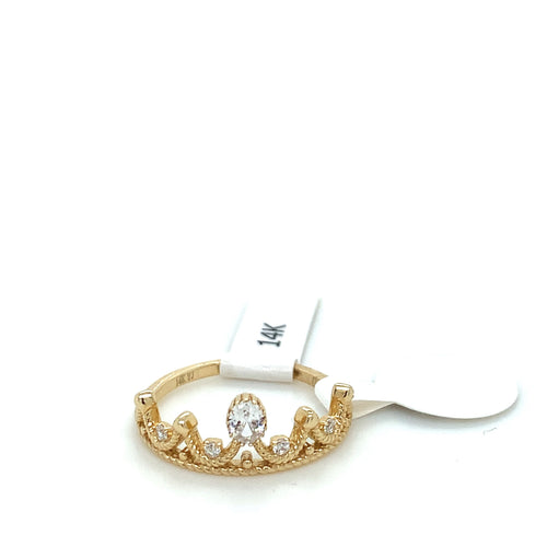 14K Gold Crown Cz Ring