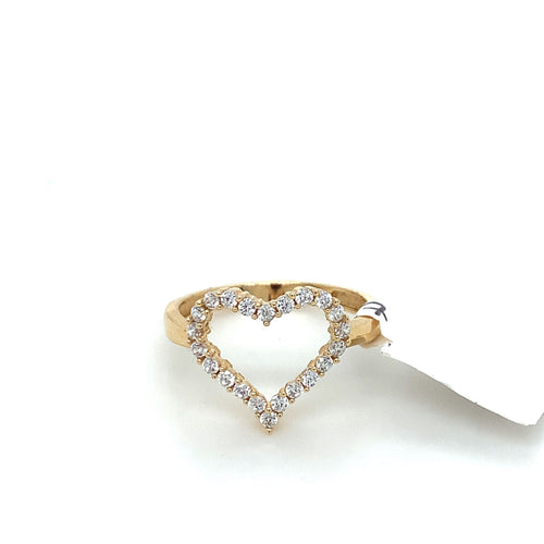 14K Gold Heart Cz Ring