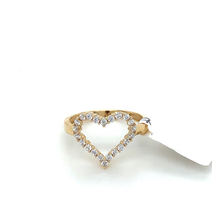 14K Gold Heart Cz Ring