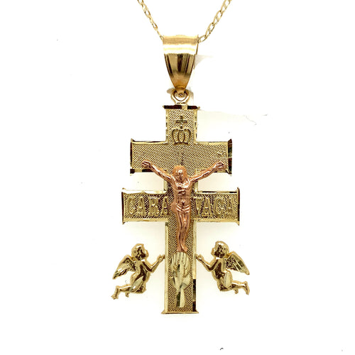 14K Gold Cruz of Caravaca Pendant