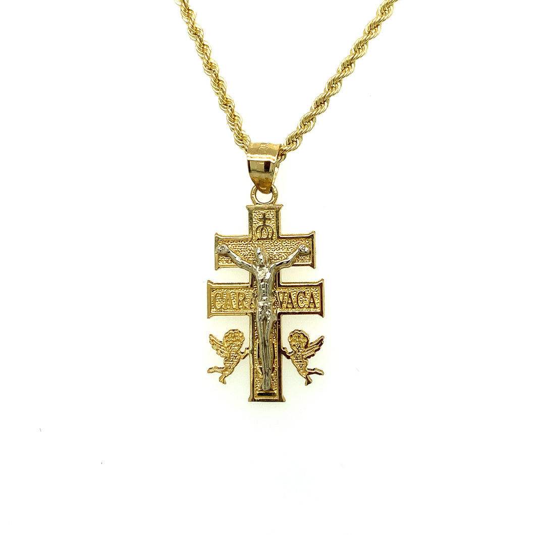 10K Gold Cross of Caravaca Pendant