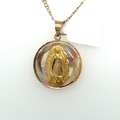14K Gold Our Lady of Guadalupe Pendant