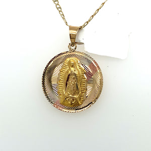 14K Gold Our Lady of Guadalupe Pendant
