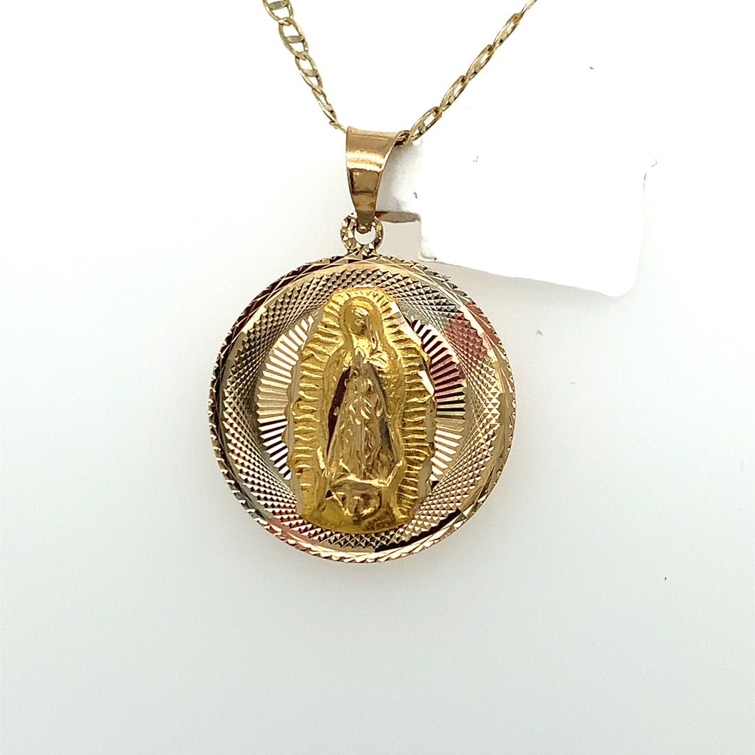 14K Gold Our Lady of Guadalupe Pendant
