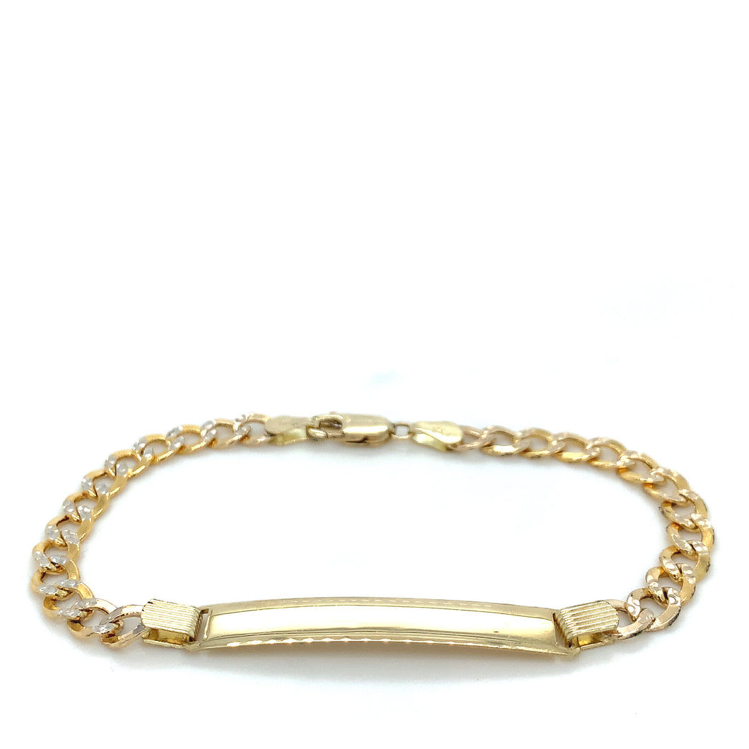 14K Gold Cuban Link ID Bracelet