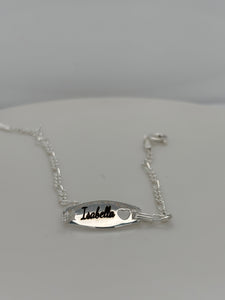 Sterling Silver Childrens Heart ID Bracelet