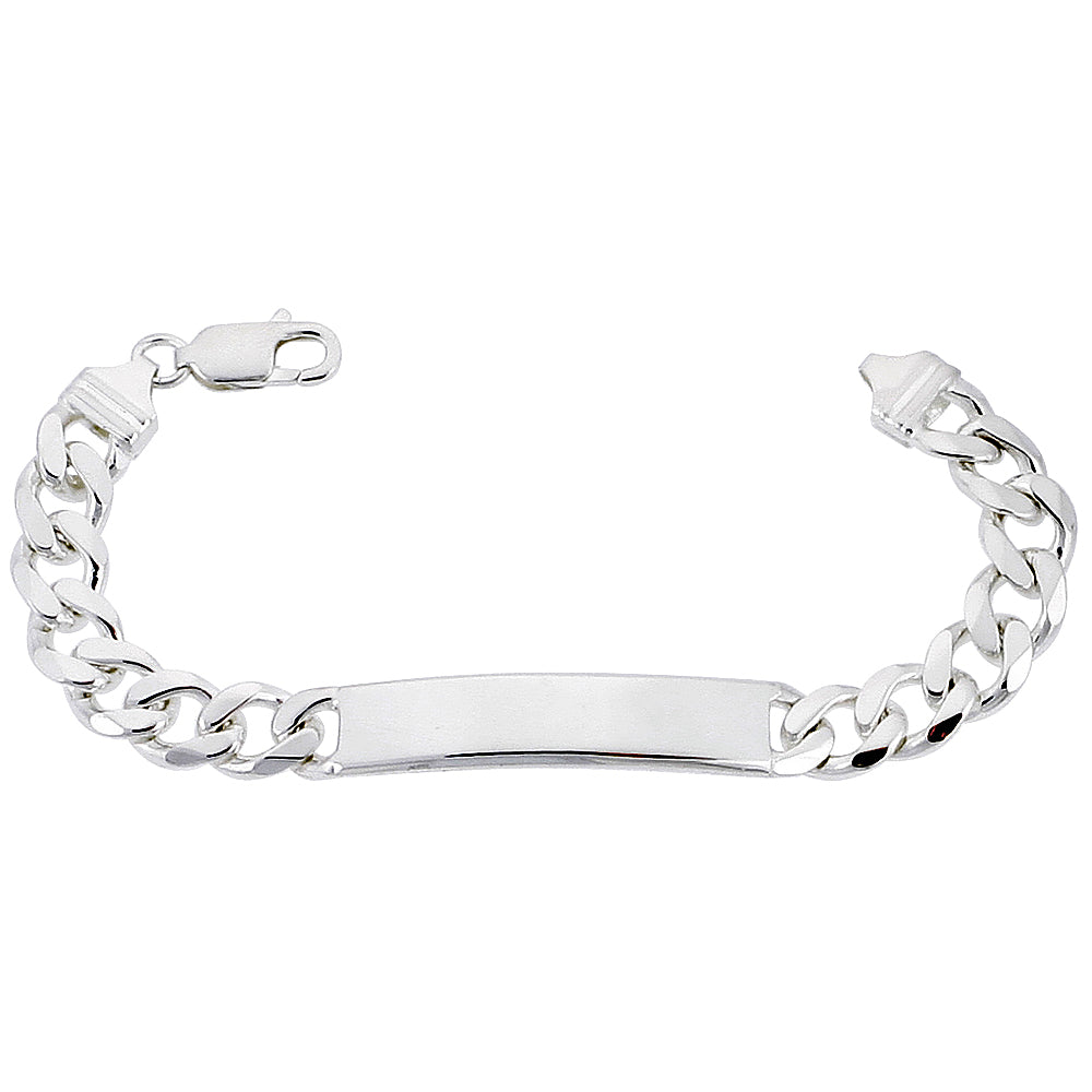 Sterling Silver ID Bracelet Curb Link 3/8 inch wide Nickel Free Italy