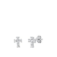 Sterling Silver Cross CZ Earirngs