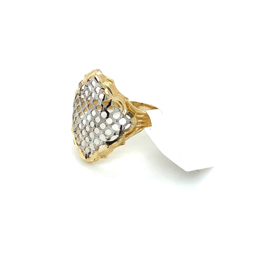 14K Gold Oval Lines Ring
