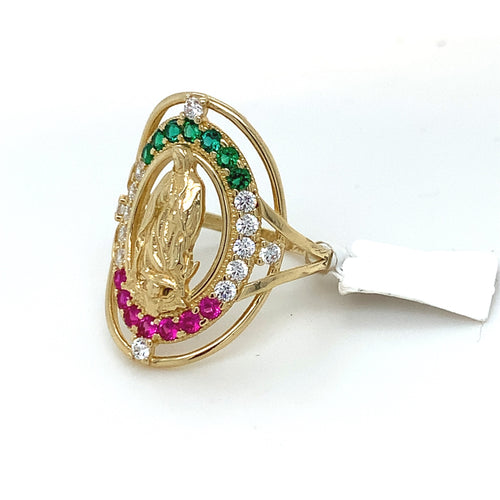 14K Gold Our Lady of Guadalupe Cz Ring