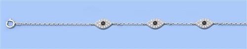 Sterling Silver Evil Eye CZ Bracelet