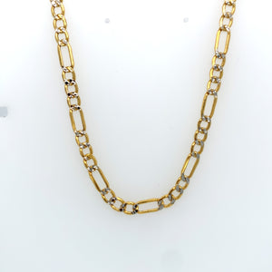 14k Gold Diamond Cut Figaro Link Chain