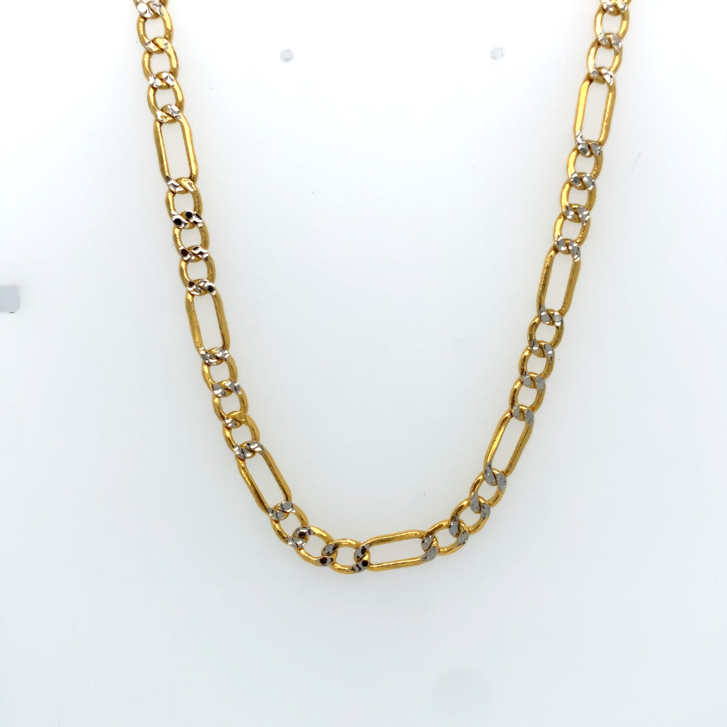 14k Gold Diamond Cut Figaro Link Chain