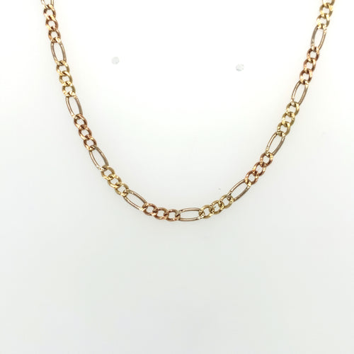 14k Tri Gold Figaro Link Chain