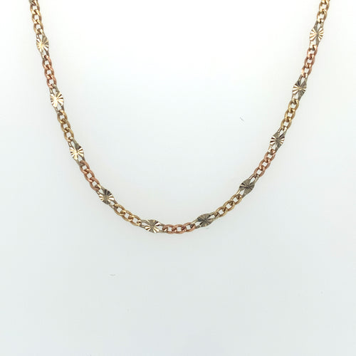 14k Gold Flower Cuban Link Chain