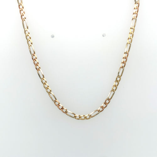 14k Tri Gold Figaro Link Chain