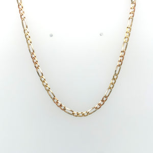 14k Tri Gold Figaro Link Chain