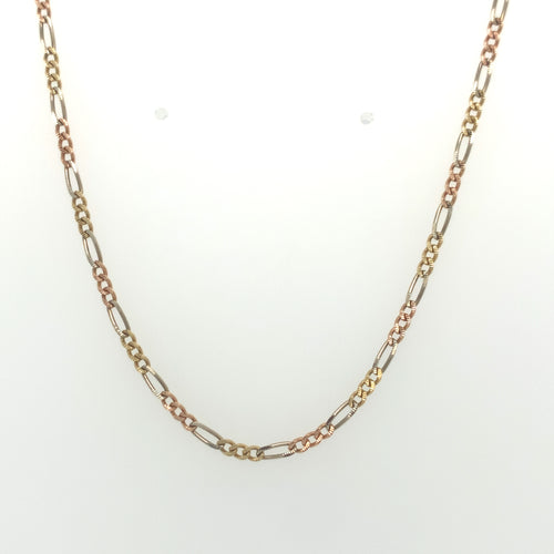 14k Tri Gold Figaro Link Chain