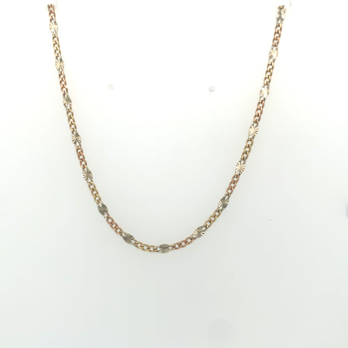 14k Gold Flower Cuban Link Chain