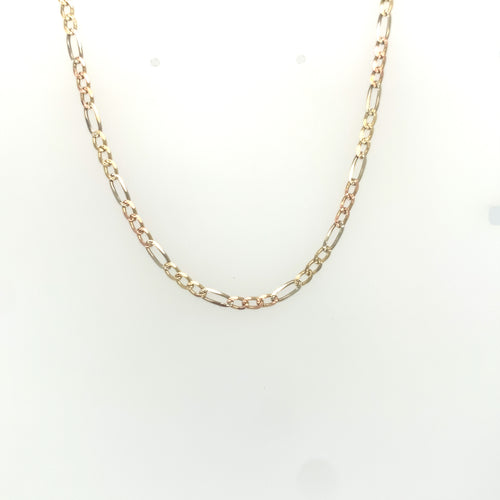 14k Tri Gold Figaro Link Chain