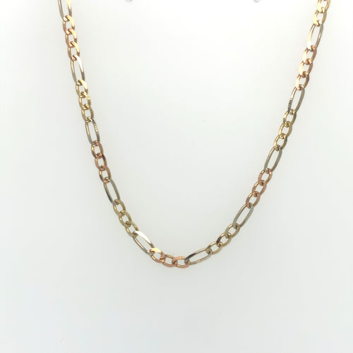 10k Tri Gold Figaro Link Chain