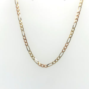 10k Tri Gold Figaro Link Chain