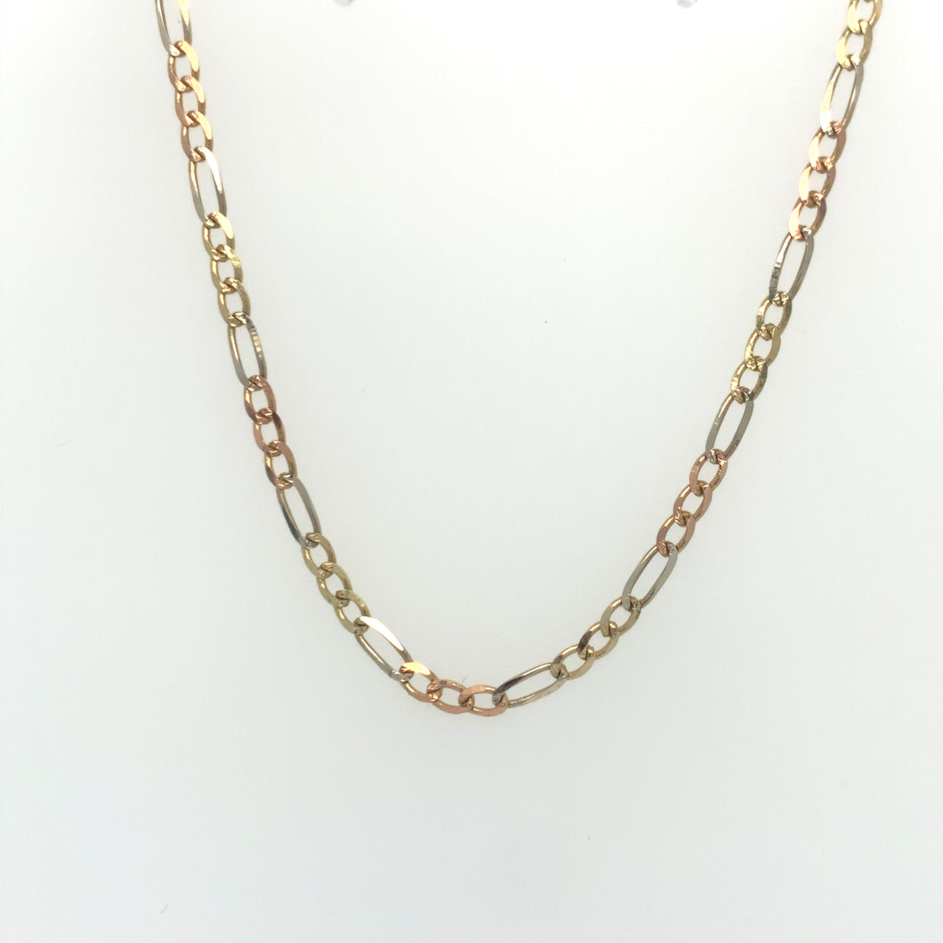 10k Tri Gold Figaro Link Chain