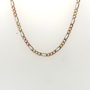 10k Tri Tone Gold Figaro Link Chain