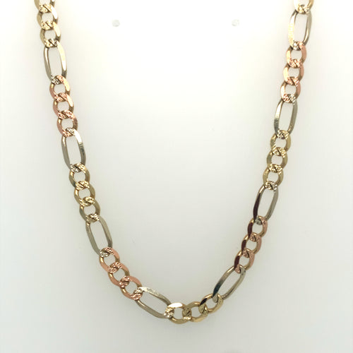 10k Tri Gold Figaro Link Chain