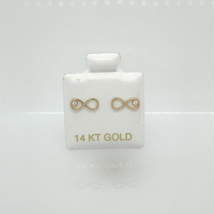 14k Infinity Cz Earrings Studs