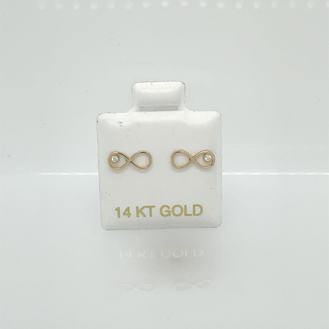 14k Infinity Cz Earrings Studs