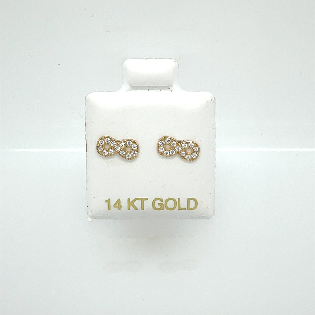 14k Infinity Cz Earrings Studs