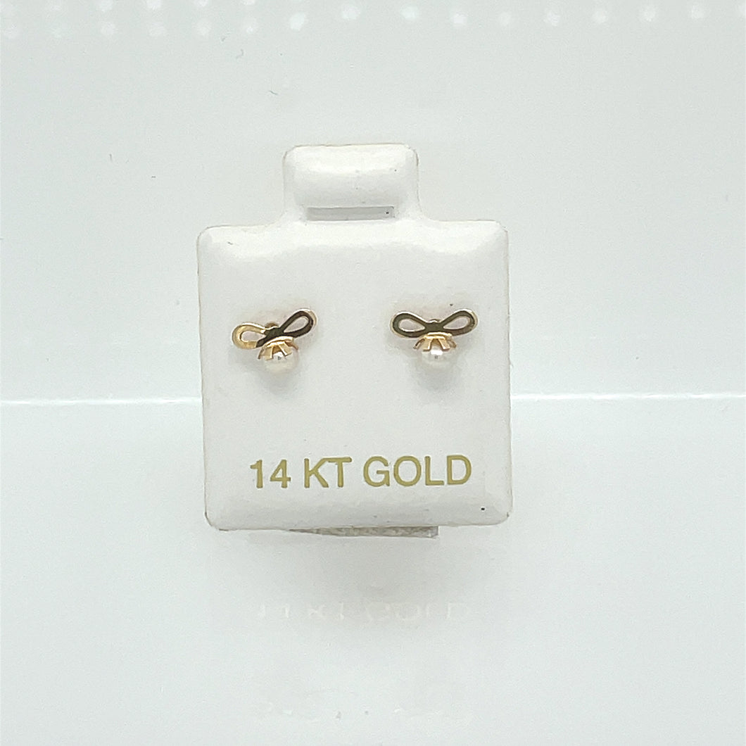 14k Knot Pearl Earrings Studs