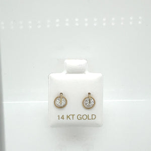14k Dangle Circle Cz Earrings Studs