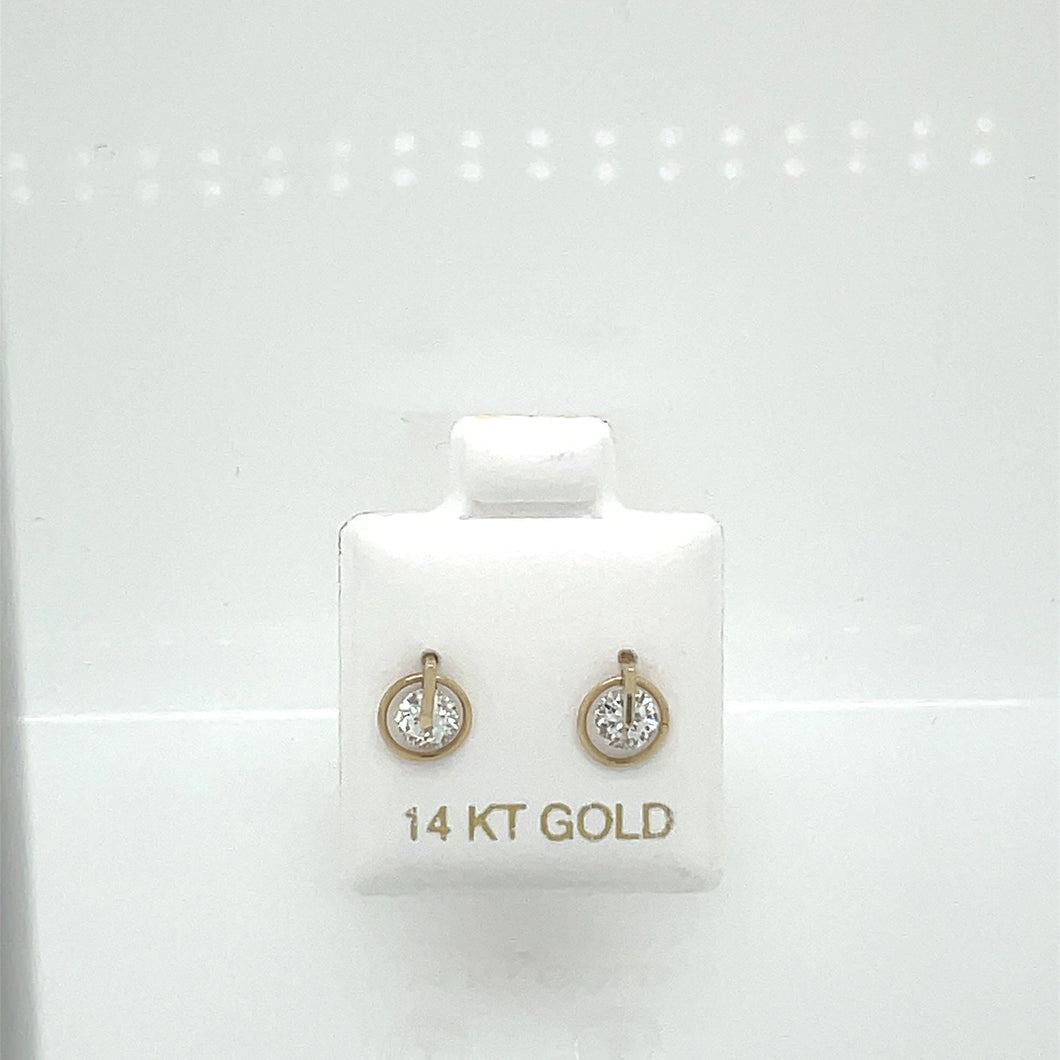14k Dangle Circle Cz Earrings Studs