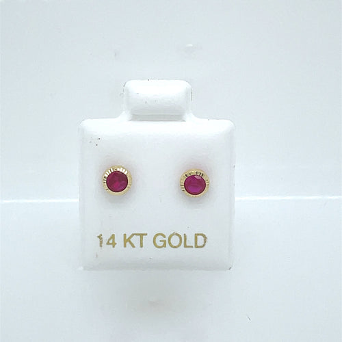 14k Circle Pink Cz Earrings Studs
