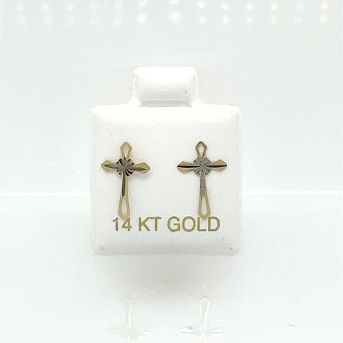 14k Cross Earrings Studs