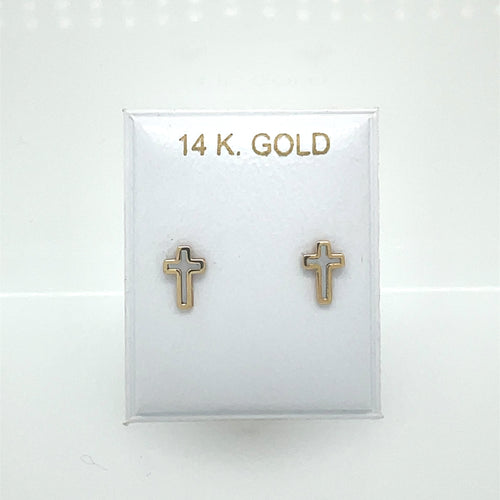 14k Cross Earrings Studs