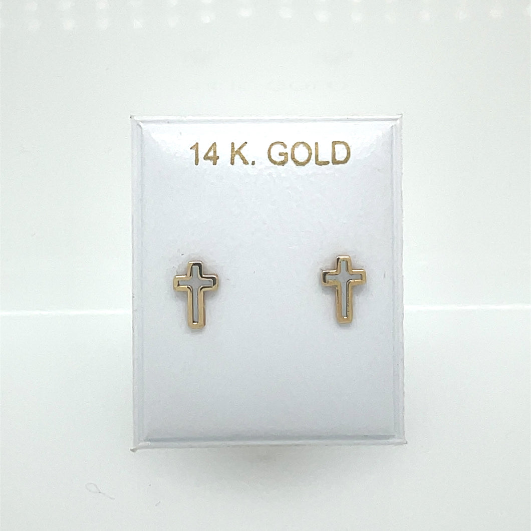 14k Cross Earrings Studs
